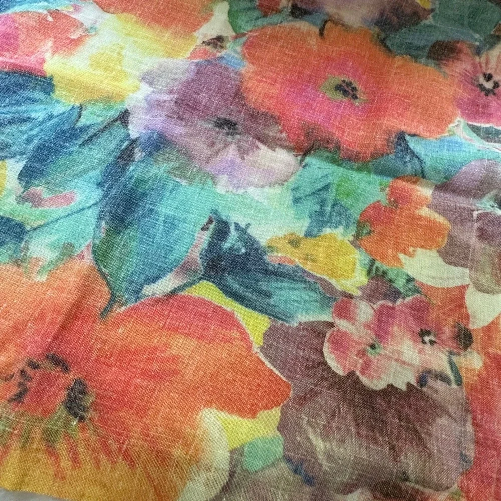MODE LIVING 7 Piece Watercolor‎ Floral Printed Napkins Linen Cotton
